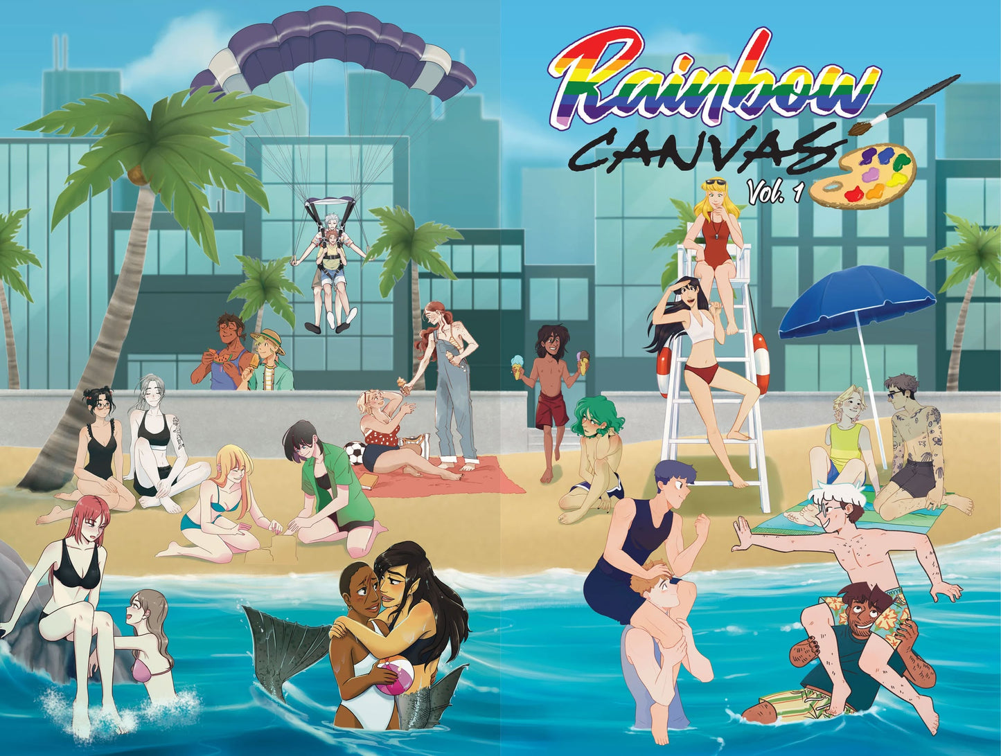 Rainbow Canvas #1 - "Beach Day" WRAPAROUND Valeria Peri Cover D